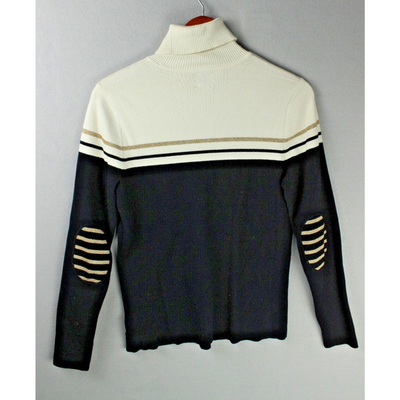 Anne Klein Turtleneck Sweater - Small - Colorblock - Black/Cream/Gold - Picture 2 of 10